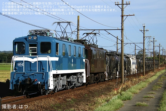 【三岐】ED454が秩父鉄道色になり運行開始を不明で撮影した写真