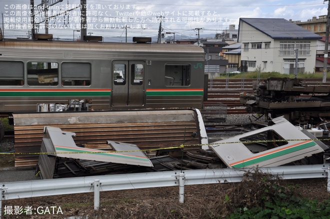 新庄駅付近で撮影された【JR東】719系5000番台Y11編成のクモハ719-5011が車体解体完了へ