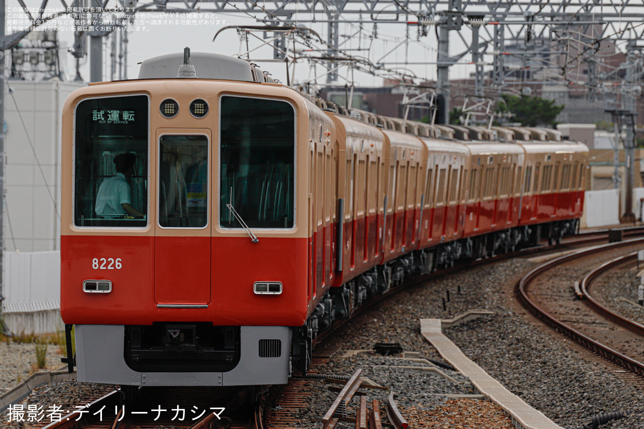 【阪神】8000系8225Fフルユニット (赤胴車化）尼崎工場出場試運転の拡大写真