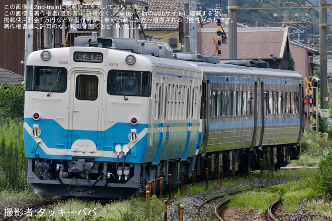 高松運転所-高松駅で撮影された【JR四】キハ47-145 多度津工場出場試運転(202509)
