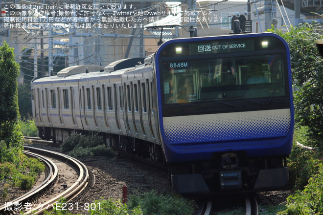 西大井～大崎間で撮影された【JR東】E235系クラJ-10編成 東京総合車両センターへ回送