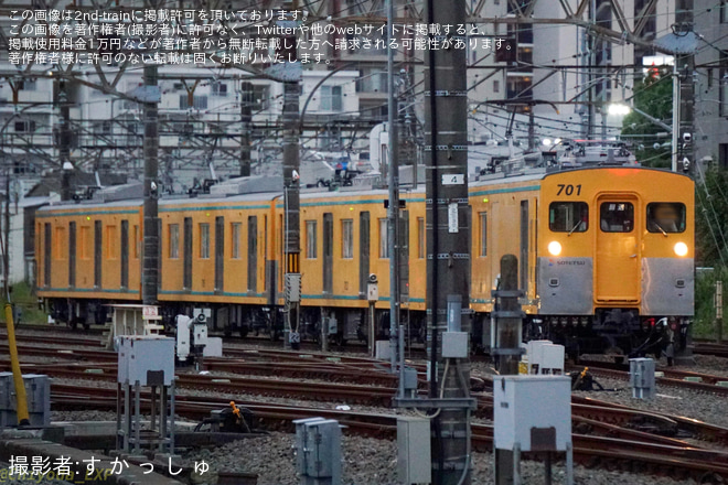 厚木操車場で撮影された【相鉄】モヤ700系が厚木操車場で訓練を実施