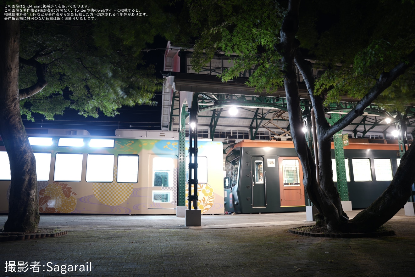 【叡電】101号車「舞」が展示のため夜間に回送の拡大写真