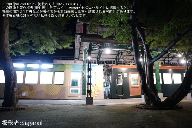 【叡電】101号車「舞」が展示のため夜間に回送