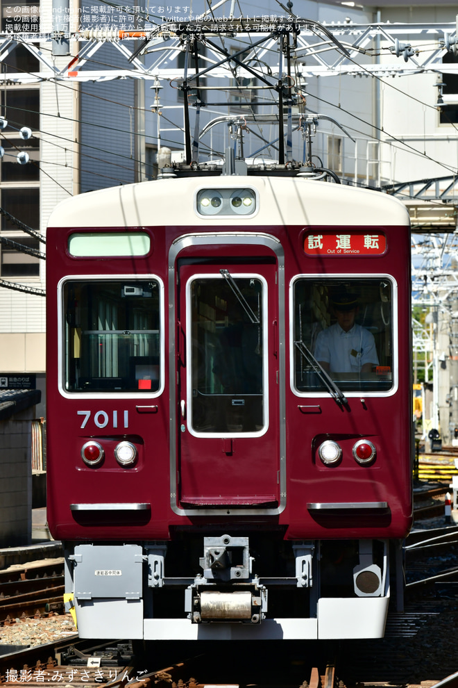 正雀駅で撮影された【阪急】7000系7011F正雀工場出場試運転