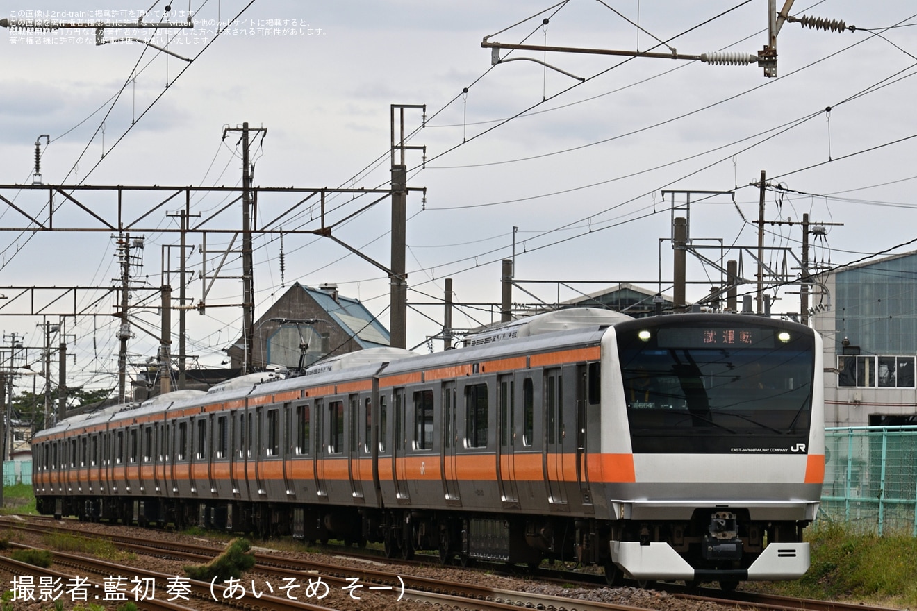 【JR東】E233系0番台青664編成秋田総合車両センター構内試運転の拡大写真