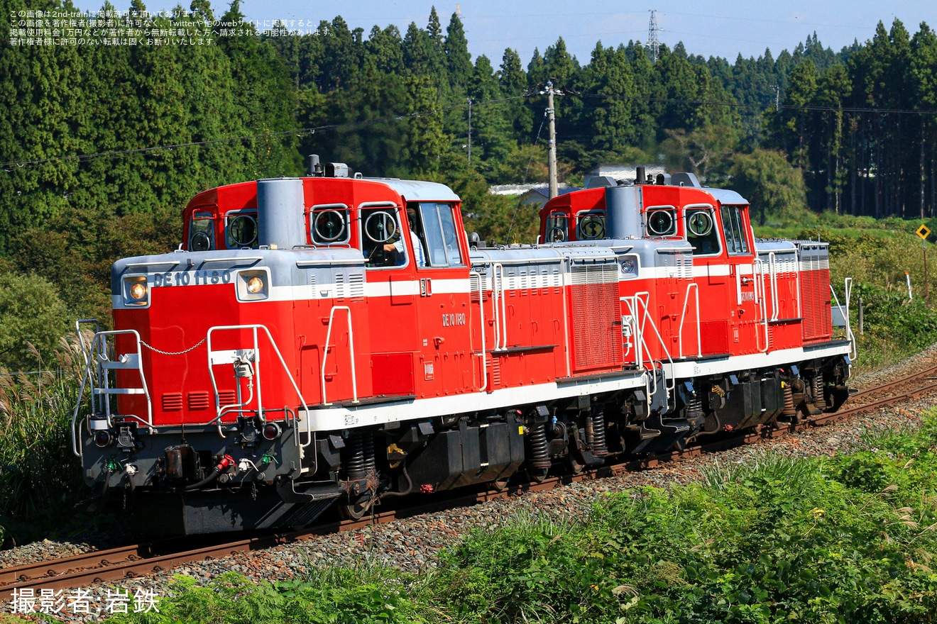 【JR東】DE10-1180+DE10-1649が北上線経由で秋田総合車両センターへ回送の拡大写真