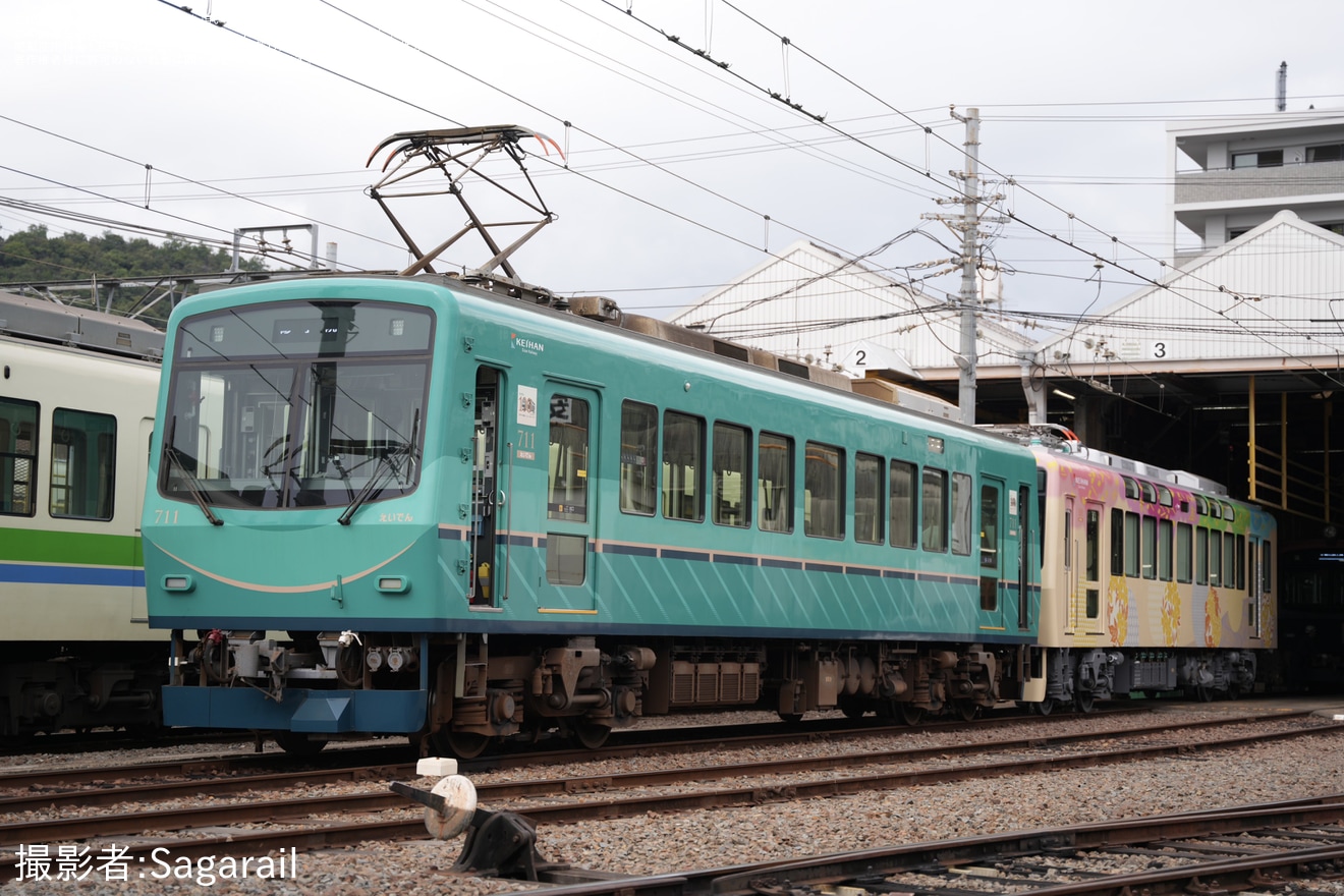 【叡電】101号車「舞」が構内入換の拡大写真