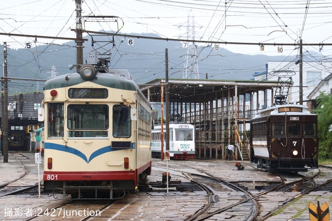 桟橋車庫で撮影された【とさでん】「桟橋車庫公開イベント」開催で「外国電車見学会」を開催
