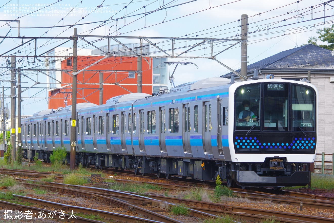 【JR東】仙石線のE131系800番台センN3編成がJ-TREC新津事業所を出場し試運転の拡大写真