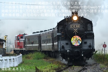 【真岡】SLもおか「アイドルマスターコラボ」ヘッドマークを取り付けて運転(2025年)