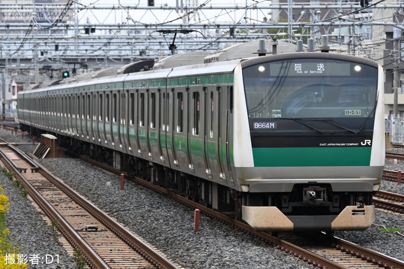 【JR東】E233系ハエ121編成東京総合車両センター入場回送の拡大写真