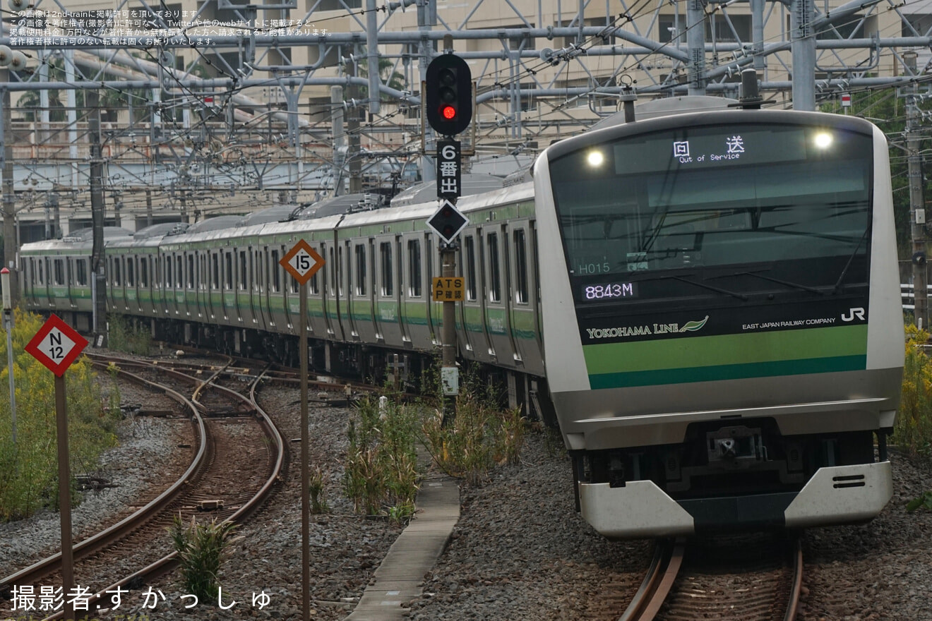 【JR東】E233系6000番台クラH015編成東京総合車両センター出場回送の拡大写真