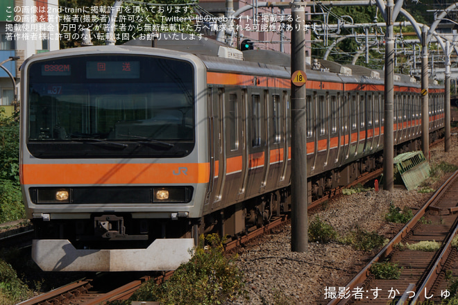 千駄ヶ谷駅で撮影された【JR東】E231系0番台ケヨMU37編成東京総合車両センター入場回送