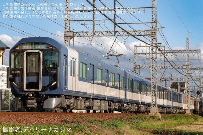 五位堂～築山間で撮影された【近鉄】1A系1A01とEW51とをつないで試運転を実施