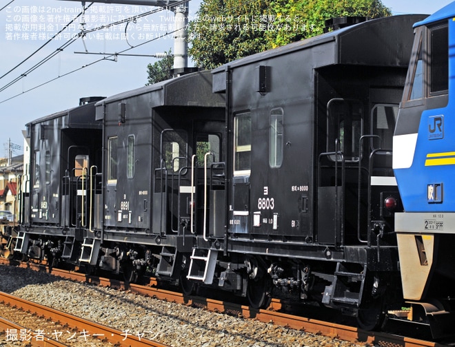 北本～桶川間で撮影された【JR貨】ヨ8000形車掌車の3編成が隅田川駅へ送り込みを実施