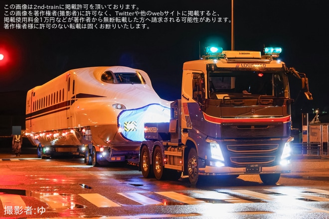 【JR西】N700S H6編成搬入陸送を不明で撮影した写真