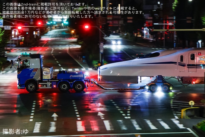 【JR西】N700S H6編成搬入陸送を不明で撮影した写真