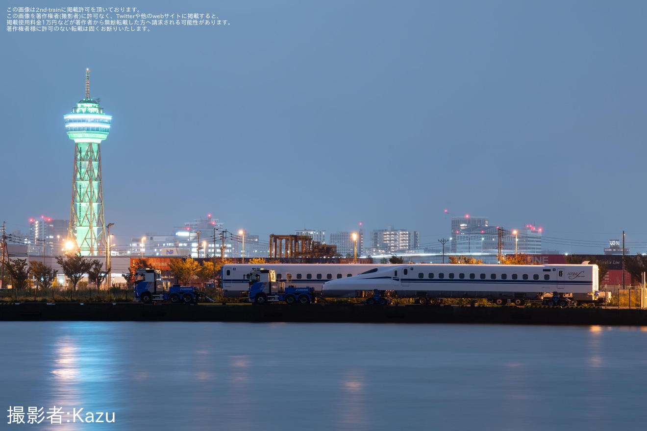 【JR西】N700S H6編成が陸揚げの拡大写真