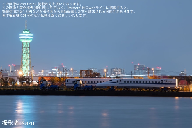 【JR西】N700S H6編成が陸揚げを博多港で撮影した写真