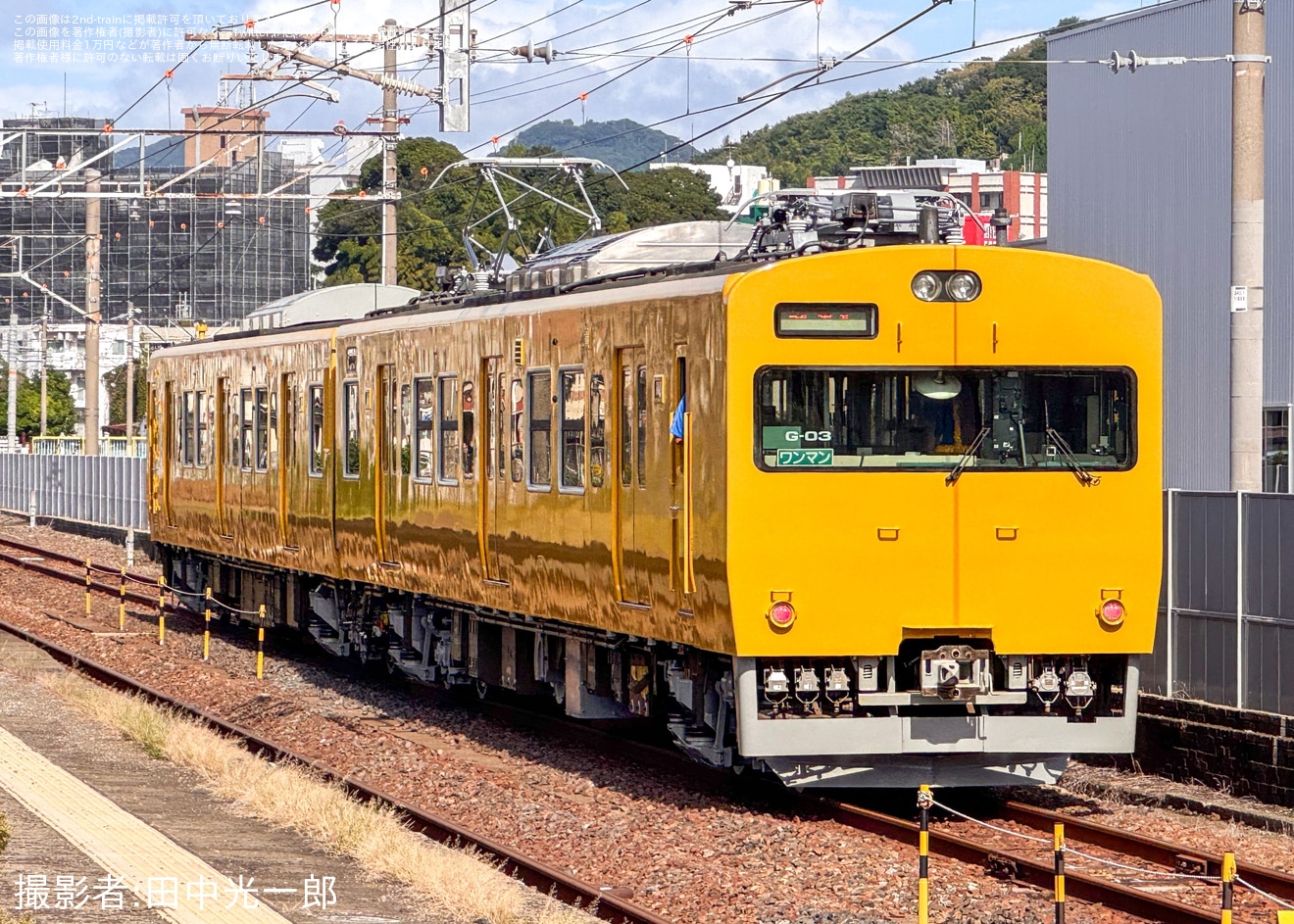 【JR西】115系中オカG-03編成下関総合車両所本所構内試運転の拡大写真
