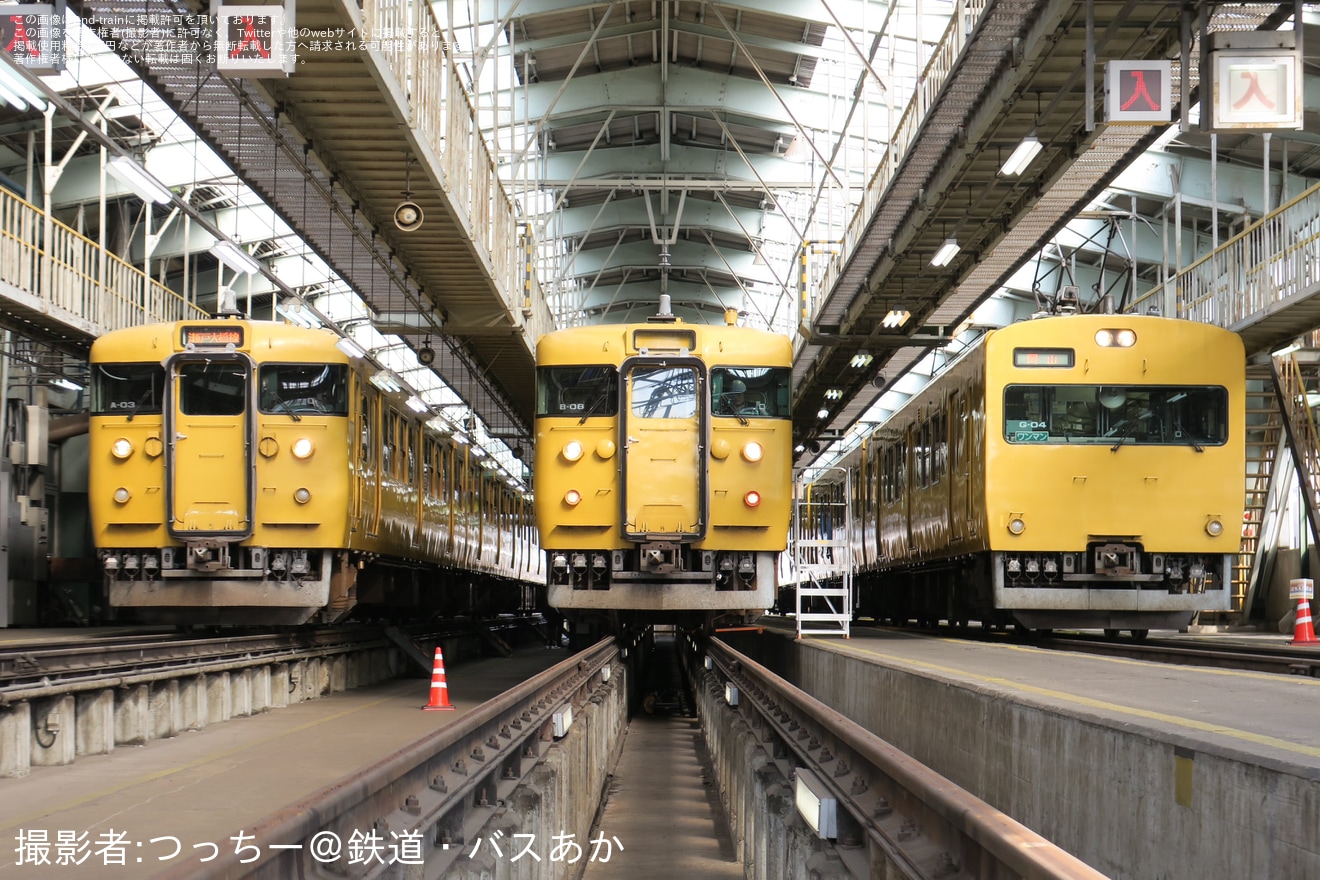 【JR西】「ありがとう113系直流近郊型電車(岡山地区)115系と最後の並び展示・見学会in岡山電車支所交検庫」が開催の拡大写真