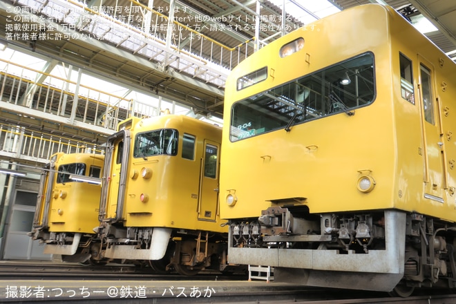 【JR西】「ありがとう113系直流近郊型電車(岡山地区)115系と最後の並び展示・見学会in岡山電車支所交検庫」が開催を下関総合車両所岡山電車支所で撮影した写真