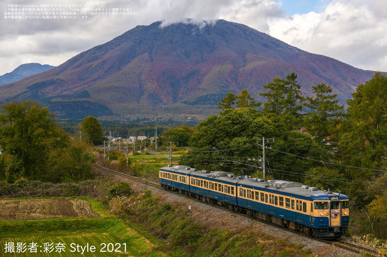 【しな鉄】団体臨時列車「秋の115系満喫号の旅2025」115系S9編成(横須賀色)を使用して運転の拡大写真