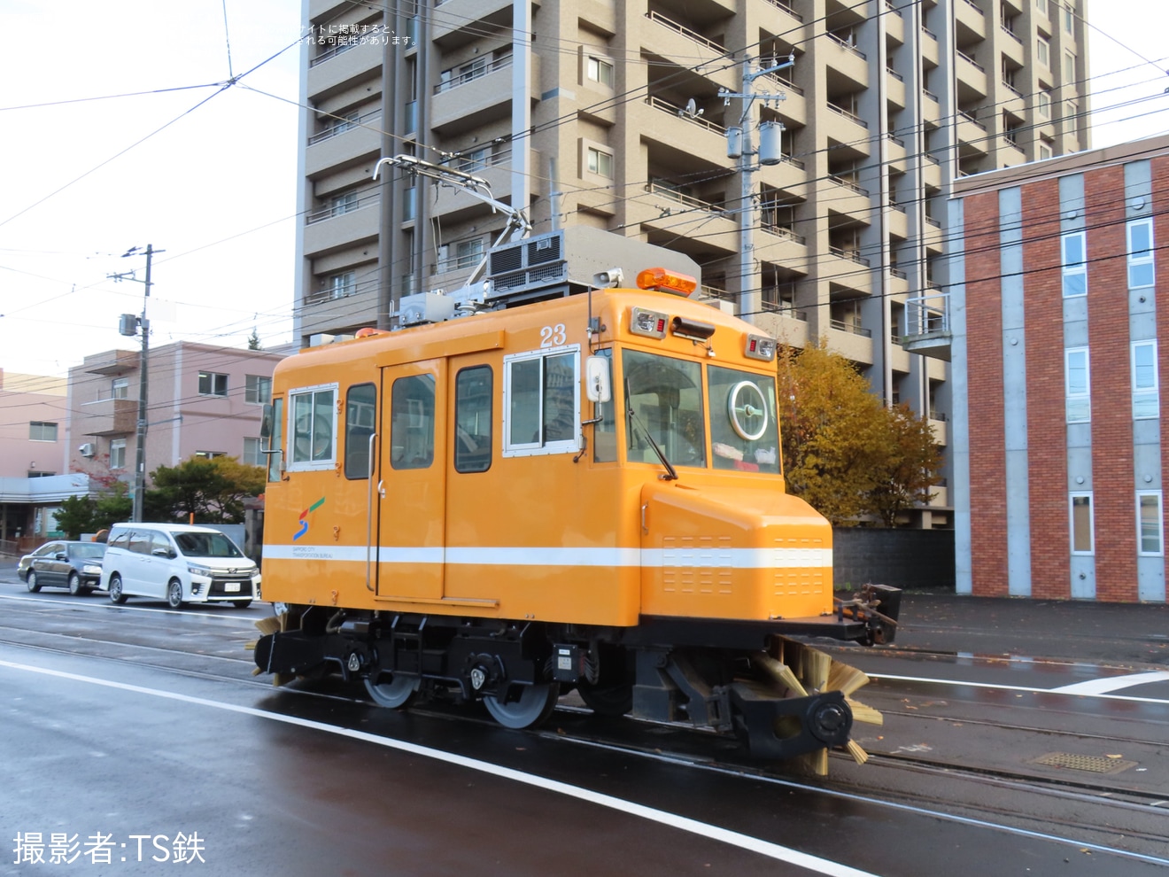 【札幌市交】雪20形雪23号(ササラ電車)試運転の拡大写真
