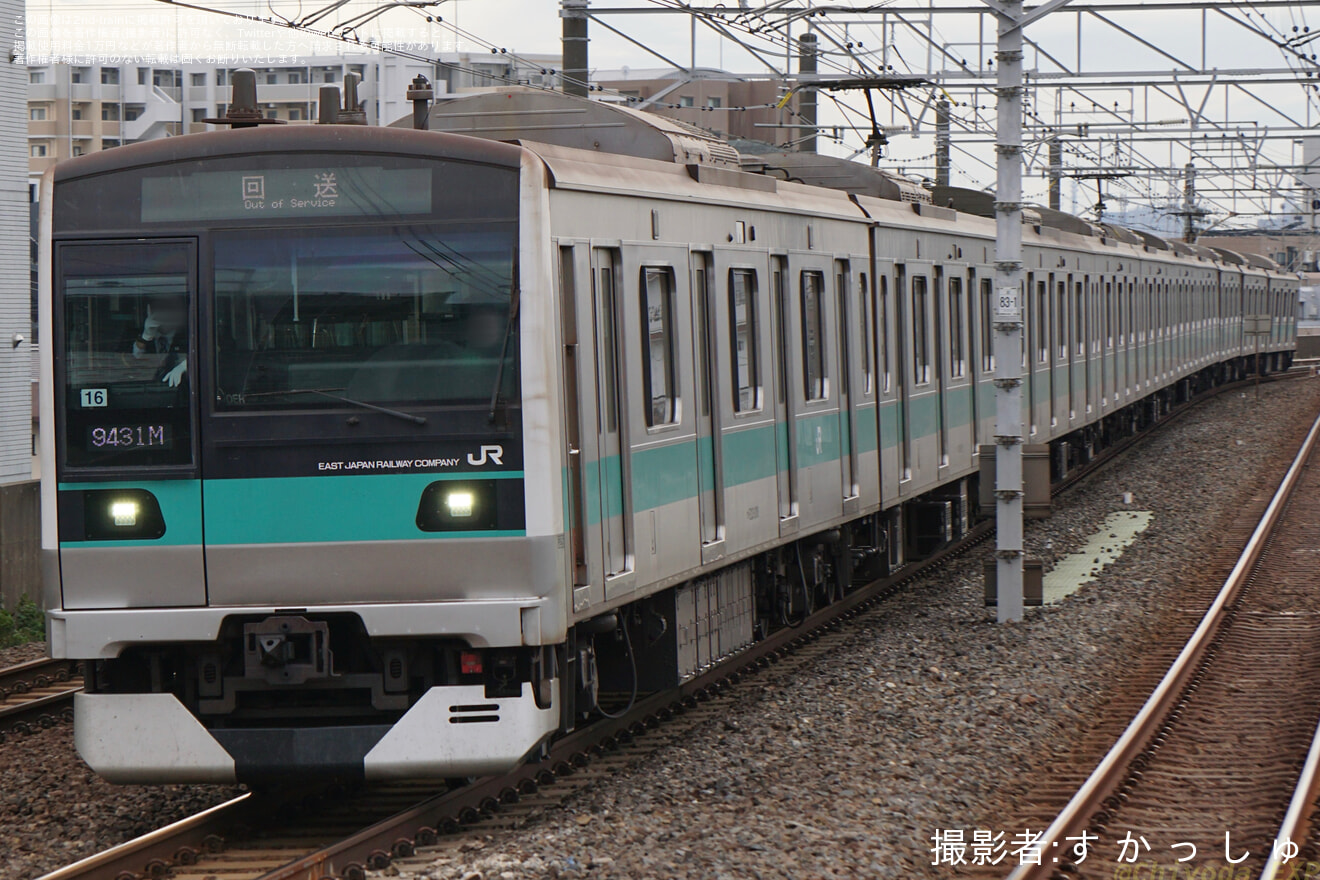 【JR東】E233系2000番台マト16編成 大宮総合車両センター東大宮センター出場回送の拡大写真