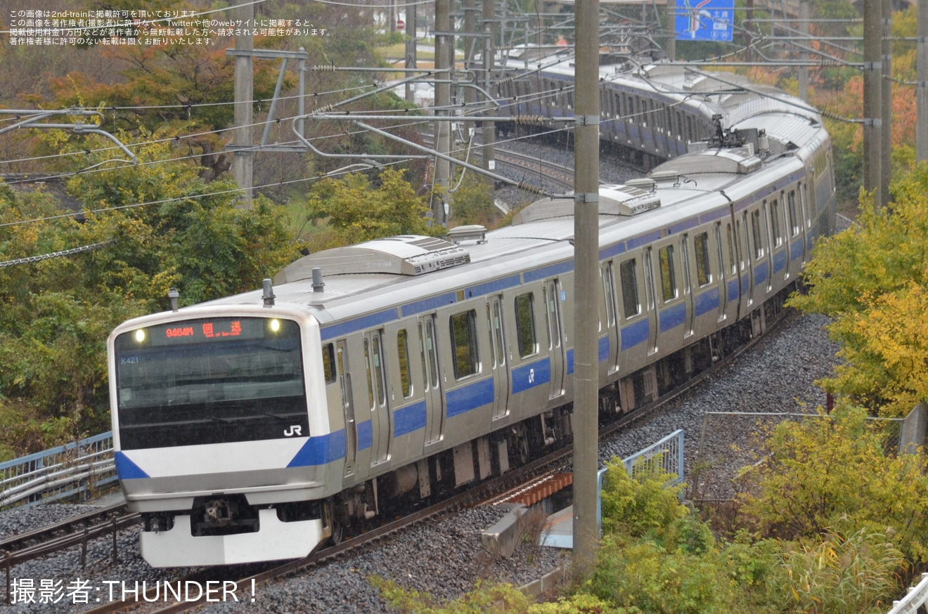 【JR東】E531系K421編成が大宮総合車両センター東大宮センターへ回送の拡大写真