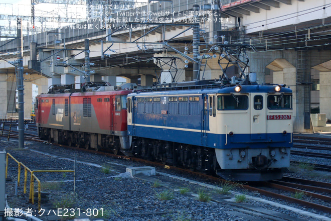 【JR貨】EH500-58大宮車両所入場回送を大宮駅で撮影した写真