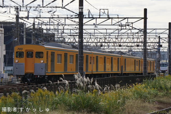 【相鉄】13000系13101F(13101×8) 横浜方3両かしわ台へ回送を厚木操車場で撮影した写真