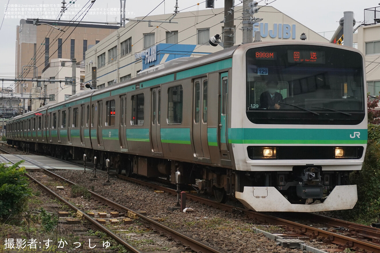 【JR東】E231系0番台マト129編成 東京総合車両センター出場回送の拡大写真