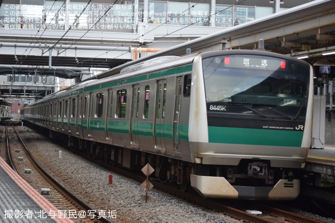 【JR東】E233系7000番台ハエ120編成東京総合車両センター出場回送を不明で撮影した写真