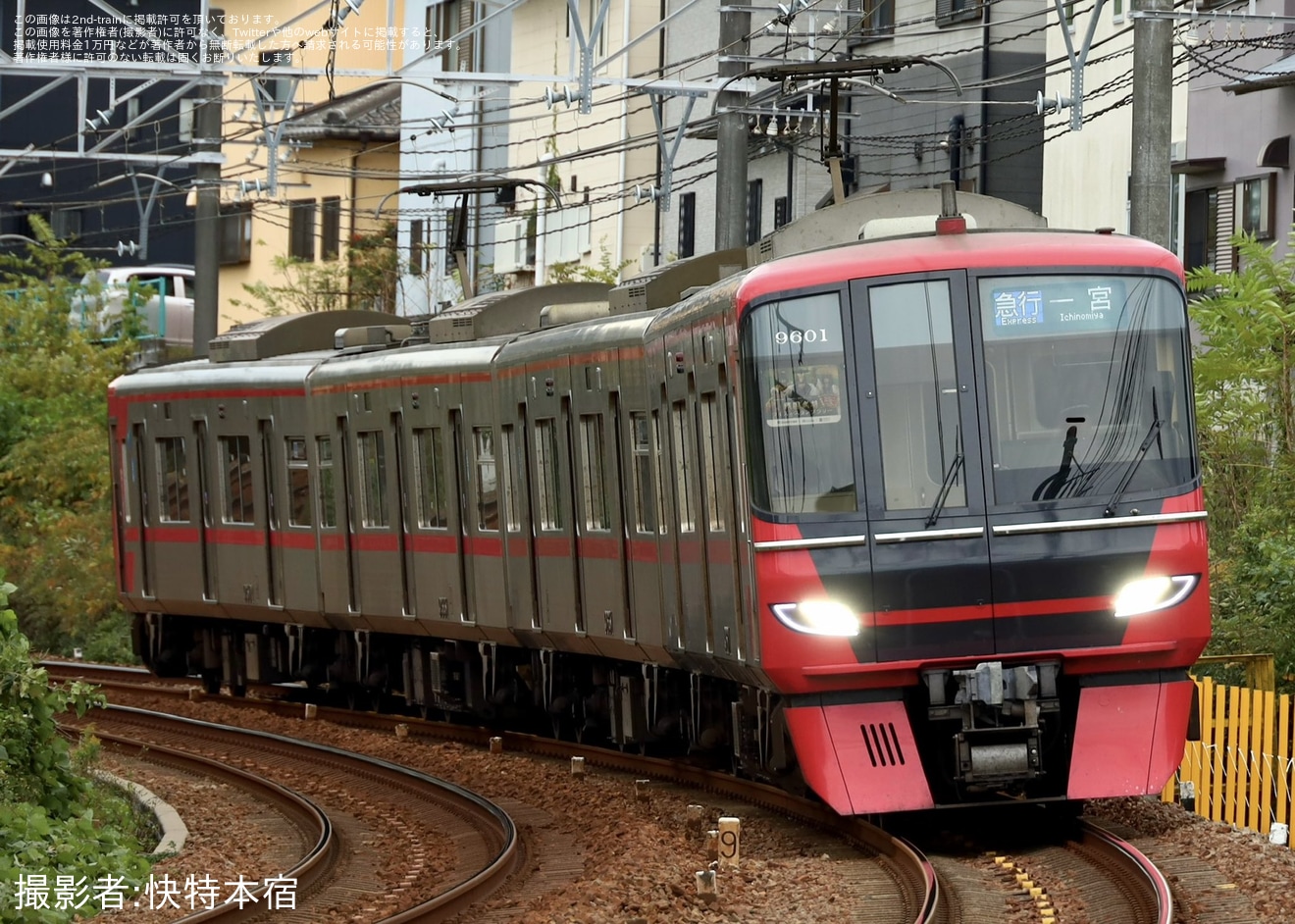 【名鉄】「戦国武将クイズ・スタンプラリーPR系統板」を装着して運行開始の拡大写真