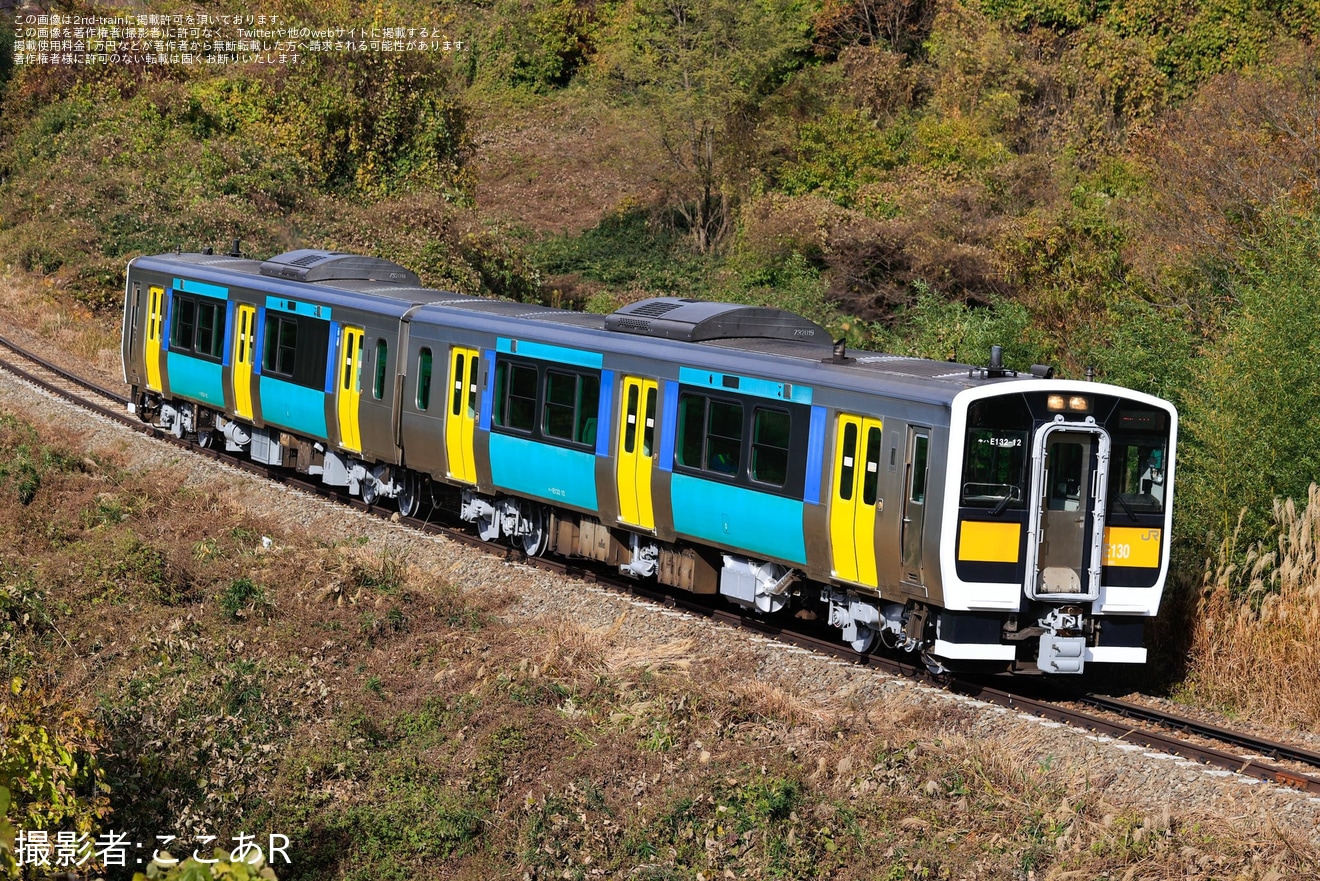 【JR東】キハE131-12+キハE132-12郡山総合車両センター出場試運転の拡大写真