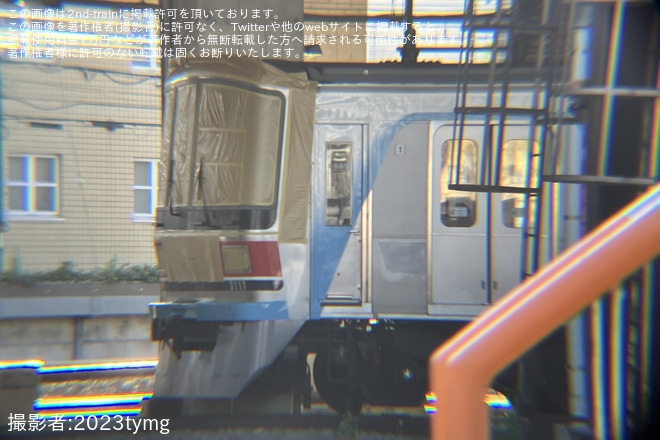 【東急】3000系3111Fが新塗装への外観変更作業が元住吉検車区にて実施を元住吉検車区付近で撮影した写真