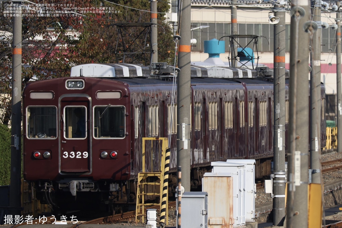 【阪急】3300系3329F(3329×7R)が編成がバラされて入換の拡大写真