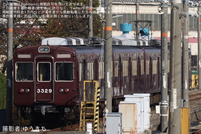 【阪急】3300系3329F(3329×7R)が編成がバラされて入換