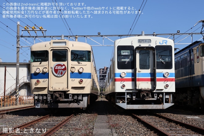 【JR西】115系N-04編成「瀬戸内色」、105系K02編成、EF65-1134の撮影会が実施 - 下関総合車両所下関支所にて撮影