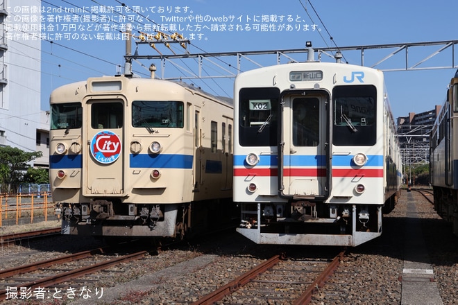 【JR西】115系N-04編成「瀬戸内色」、105系K02編成、EF65-1134の撮影会が実施 - 下関総合車両所下関支所にて撮影