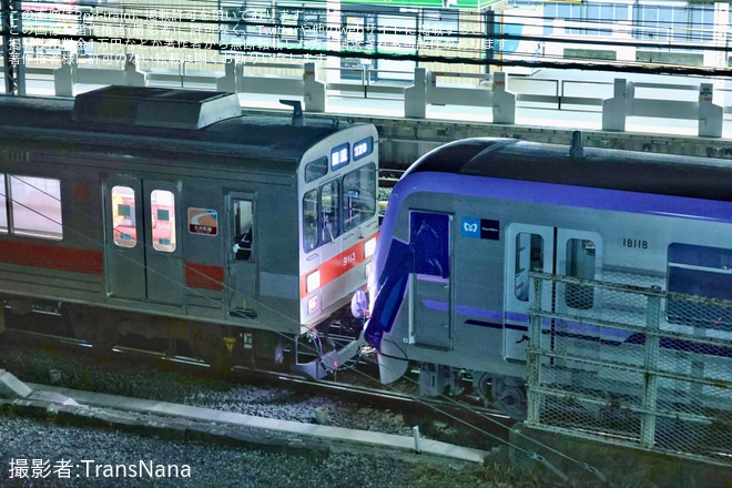 【メトロ】18000系18118Fのうち押上方5両が搬入のため鷺沼へ回送を不明で撮影した写真