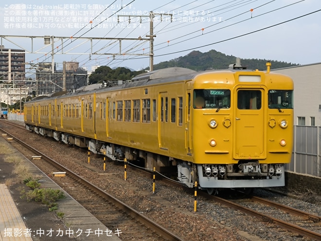 【JR西】115系N-01編成下関総合車両所本所構内試運転を不明で撮影した写真