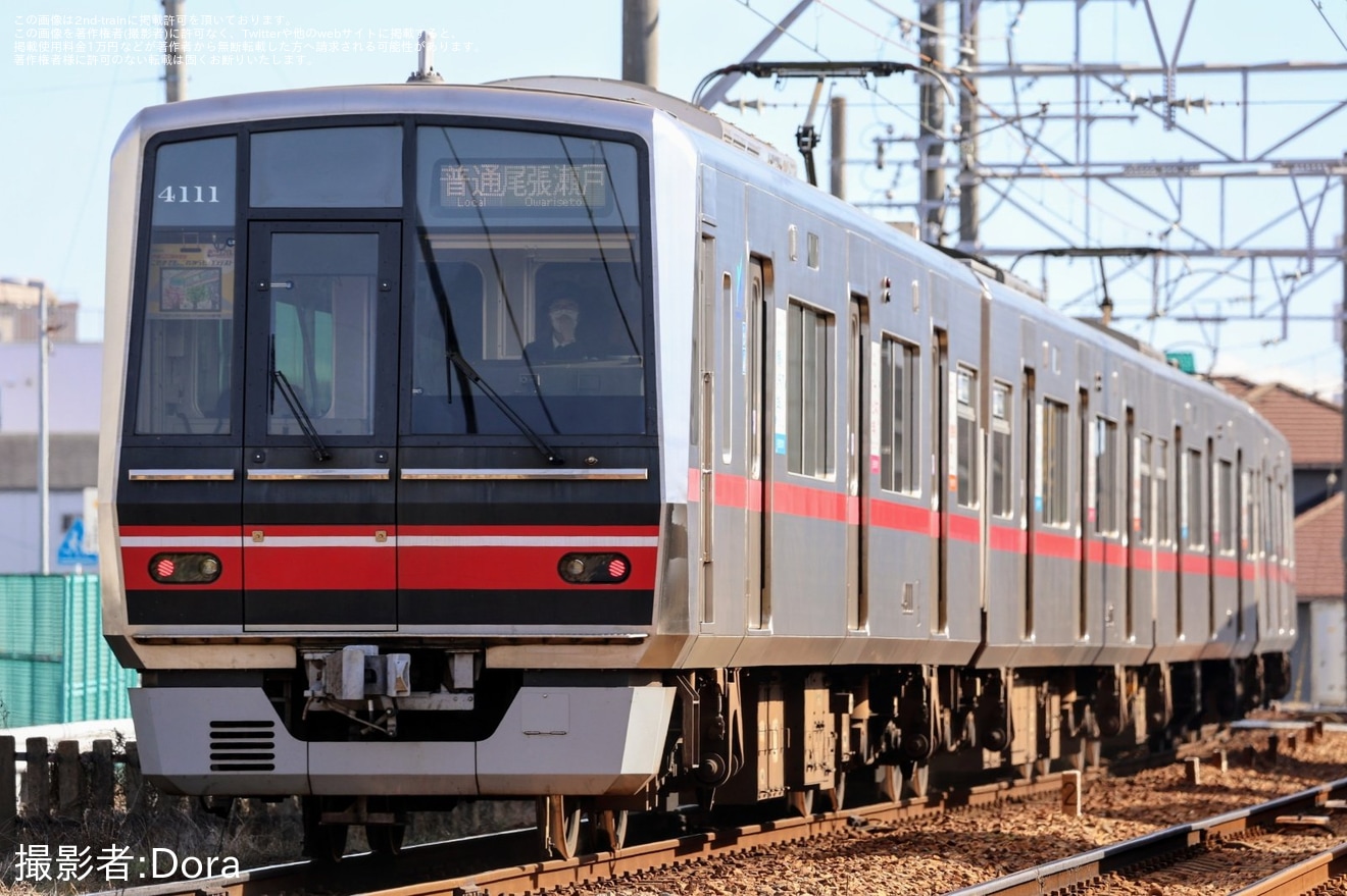 【名鉄】「瀬戸線120周年記念アートコンテスト」系統板を掲出した列車運行開始の拡大写真