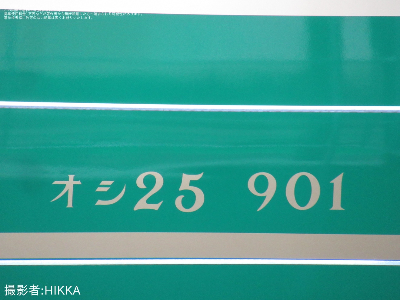 【JR東】清瀬中央公園で修復中の夢空間(オシ25 901・オハフ25 901) が目撃の拡大写真