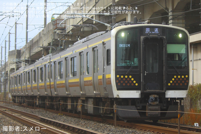 小山～小金井間で撮影された【JR東】E131系TN8編成大宮総合車両センター出場