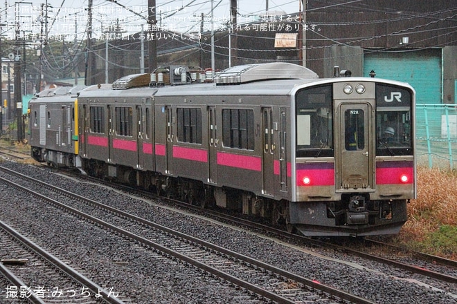 【JR東】GV-E197系による故障車両(701系を想定)救援牽引訓練を不明で撮影した写真