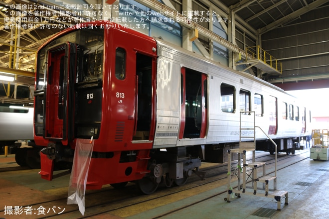 【JR九】E501系K752編成は501系H-1編成へ、813系RM3503編成は赤坊主化を小倉総合車両センターで撮影した写真