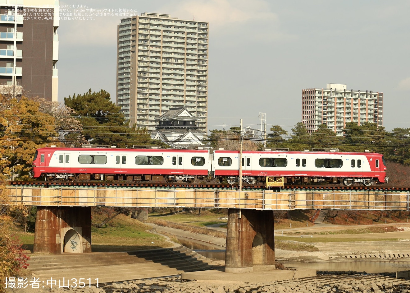 【名鉄】1800系1806F舞木検査場出場試運転 (202512)の拡大写真